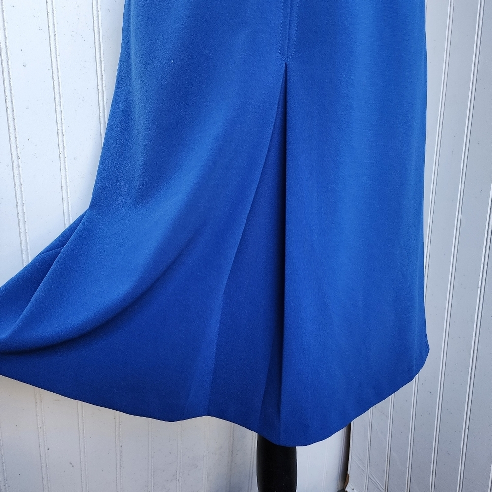 Tommy Hilfiger Blue Sheath Dress Short Sleeve Zip Back Stretch Scuba Sz 10 - Picture 5 of 15